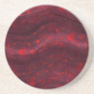 Dark Red "Love" Coaster