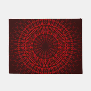 Dark Red Mandala Pattern Doormat