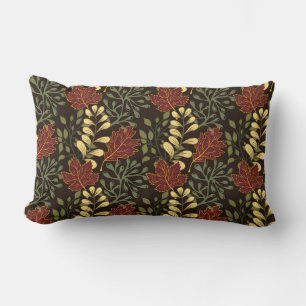 Dark red maple leaves floral pattern lumbar pillow