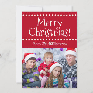 Dark Red Merry Christmas Photo  Holiday Card