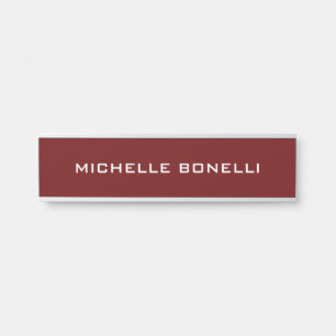 Dark Red Minimalist Plain Modern Door Sign