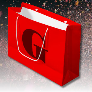 Dark Red Modern Letter Monogram Red Large Gift Bag