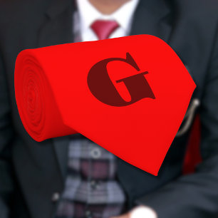 Dark Red Modern Letter Monogram   Red   Tie