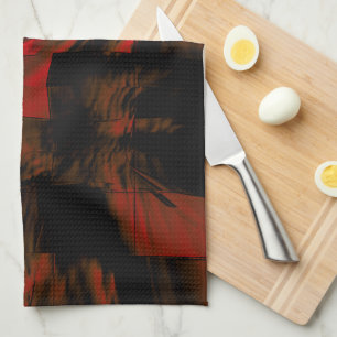Dark red mosaic with lightly carved and satin thr kitchen towel