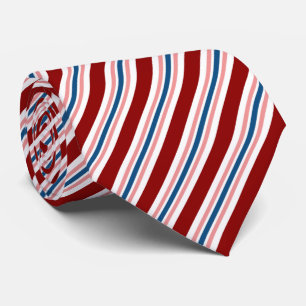 Dark Red Navy Blue Blush Pink Stripes Pattern Tie
