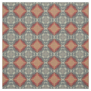 Dark Red Orange Taupe Beige Brown Grey Ethnic Look Fabric