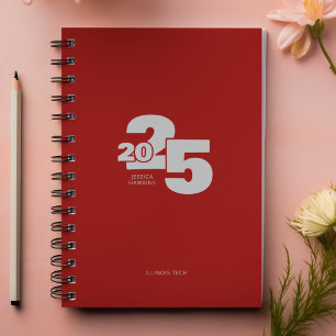 Dark Red Overlapped Year Spiral Weekly Planner