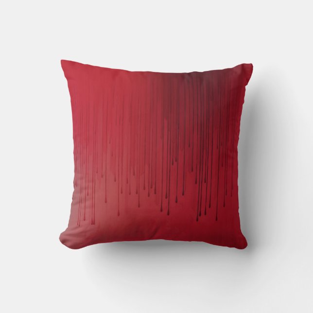 Dark red paint drip art throw pillow (Front)
