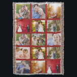 Dark red photo collage throw blanket<br><div class="desc">15 photo layout photo collage throw blanket. Great gift for college bound children! Also available with white or black photo frames.
Photo courtesy of Leeds Wedding Photographer, John Hope. Visit him at http://www.johnhopephotography.com</div>
