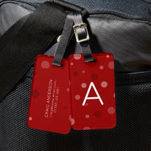 Dark Red Pop Dots Luggage Tag