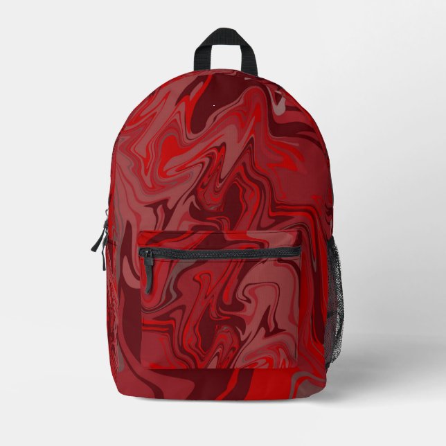 Dark Red Printed Backpack (Front)