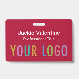 Dark Red PVC Name Badge with Clip Reel or Lanyard