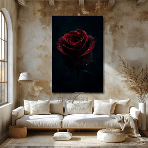 Dark Red Rose Elegant Nature Photography Art Canvas Print