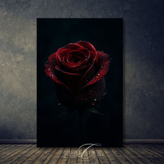 Dark Red Rose Elegant Nature Photography Art Poster