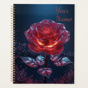 Dark Red Rose Planner