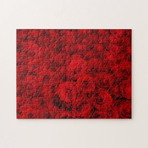 Dark Red Roses Bouquet Flower Puzzle