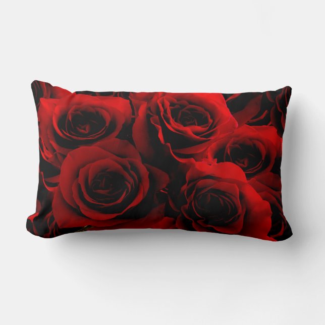 Dark Red Roses For you Lumbar Pillow (Front)