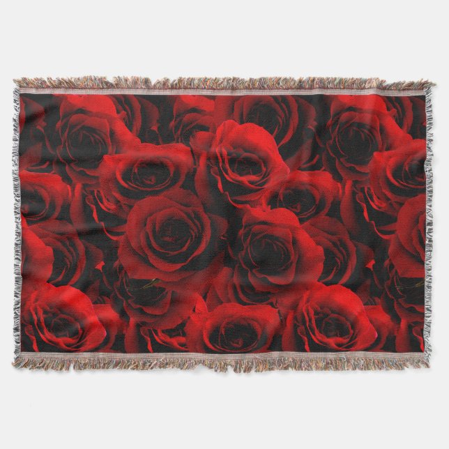 Dark Red Roses For you Throw Blanket (Front)