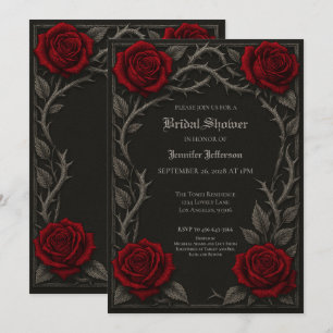 Dark red roses Gothic Bridal Shower Announcement