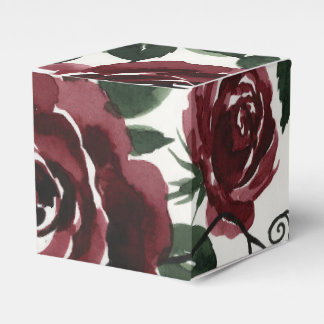 Dark Red Roses Square Favour Box