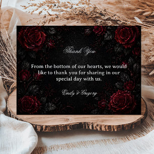 Dark Red Roses Thank You Card