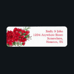 Dark Red Roses Wedding Name Return Address<br><div class="desc">A flourish of red roses and greenery is on the left hand side with your return name and address details aligned to the right which are easily personalised to your own. You can also change the text color, font and alignment if you wish via the Customise Further option. Matching items...</div>
