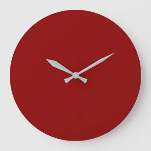 Dark Red Round Acrylic Wall Art in 10.75 Inch Size Large Clock