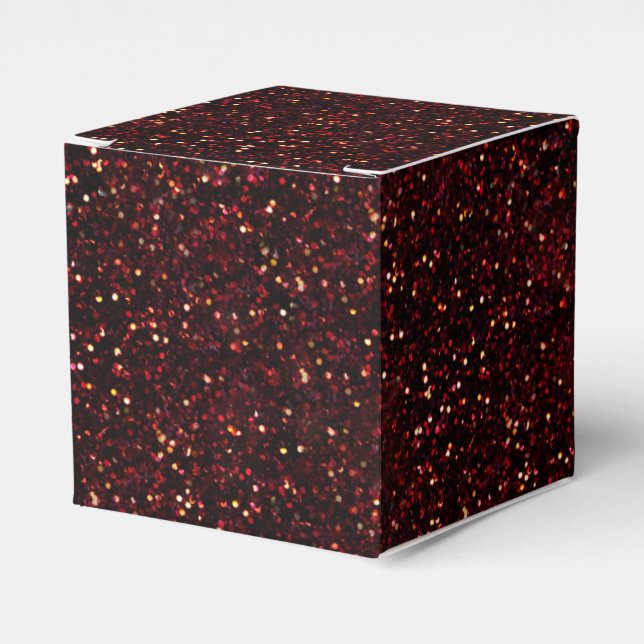 Dark Red Ruby Glitter Favor Box (Front Side)