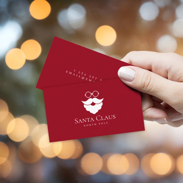 Dark Red Santa Claus Logo North Pole Minimalist Business Card (Creator Uploaded)