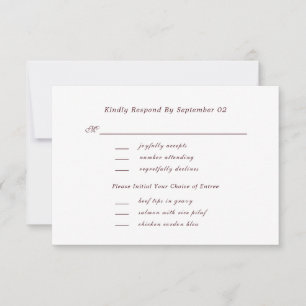 Dark Red Script Menu Selection Chic Wedding RSVP 
