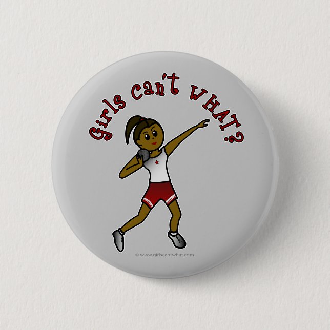 Dark Red Shot Put 2 Inch Round Button (Front)