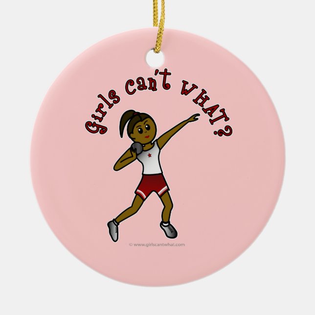 Dark Red Shot Put Ceramic Ornament (Front)