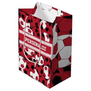 Dark Red Soccer Ball Collage Medium Gift Bag