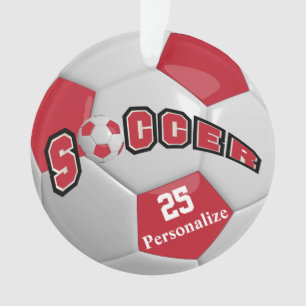 Dark Red Soccer Ball Ornament