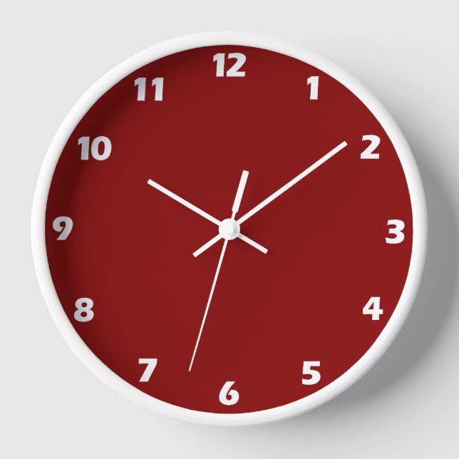 Dark Red Solid Colour Clock (Front)