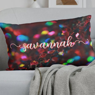 Dark Red Sparkling Lumbar Pillow