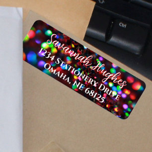 Dark Red Sparkling Return Address Labels