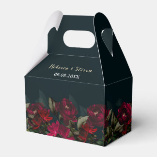 Dark red turquoise gothic floral moody wedding favor box