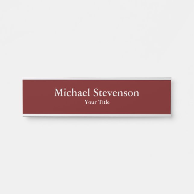 Dark Red Unique Elegant Modern Minimalist Door Sign (Front)