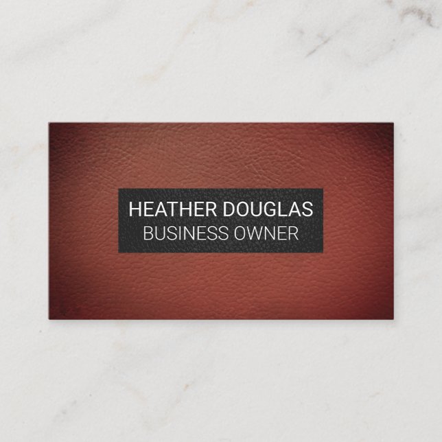 Dark Red Vignette Leather Background Business Card (Front)