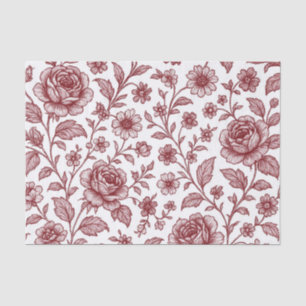 Dark Red Vintage Rose Pattern  Tissue Paper