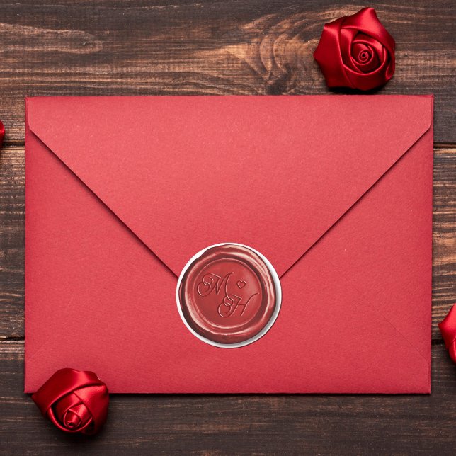  Dark Red Wax Seal Vintage Custom Wedding Stickers (Creator Uploaded)