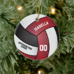 Dark Red, White and Black Volleyball Ceramic Ornament<br><div class="desc">Volleyball Sport Player Christmas Ornament. Makes a wonderful gift for your volleyball player, coach, fan, etc... ✔NOTE: ONLY CHANGE THE TEMPLATE AREAS NEEDED! 😀 If needed, you can remove the text and start fresh adding whatever text and font you like. 📌If you need further customization, please click the "Click to...</div>