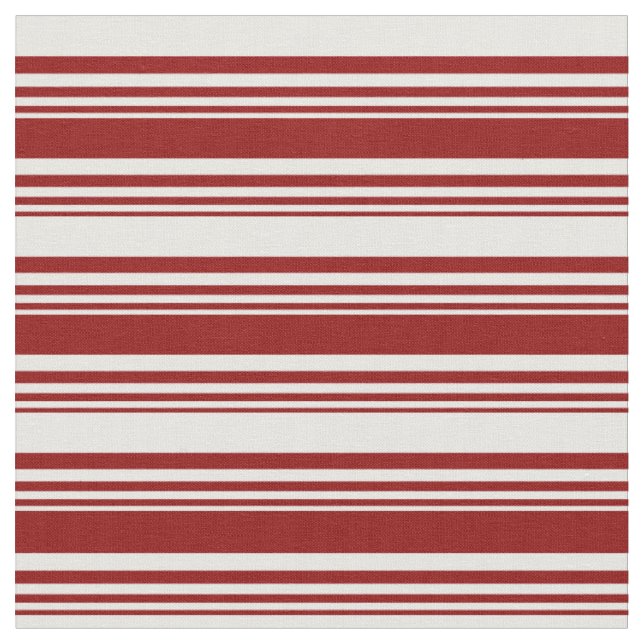 Dark Red & White Coloured Pattern of Stripes Fabric (Close Up)