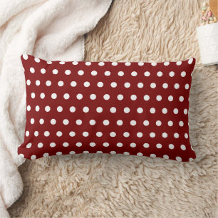 DARK RED WHITE POLKA DOT CUSTOMIZED STYLISH SIMPLE LUMBAR PILLOW