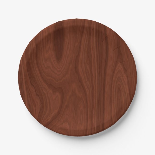 Dark Red Wood Texture Paper Plate (Front)