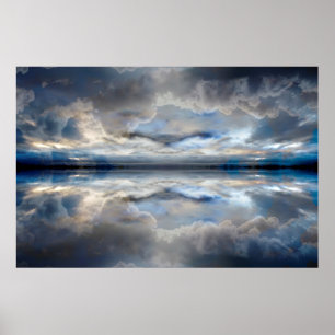 Dark reflected clouds poster