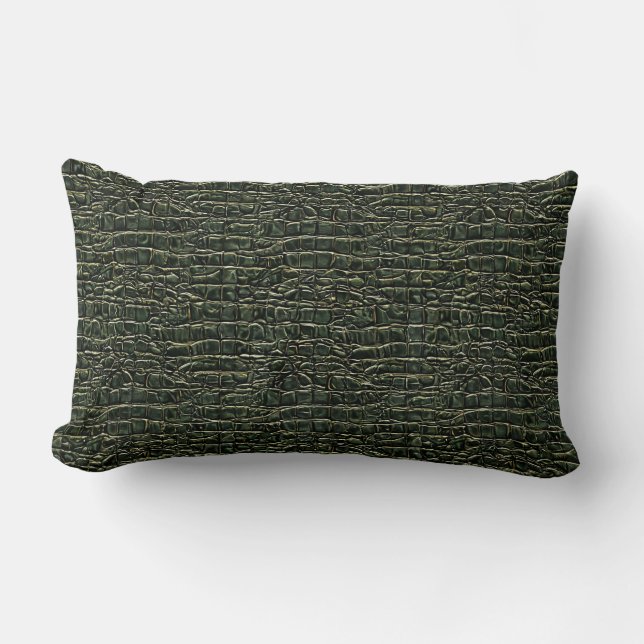 Dark Reptilian-Style Pattern Design Lumbar Pillow (Front)