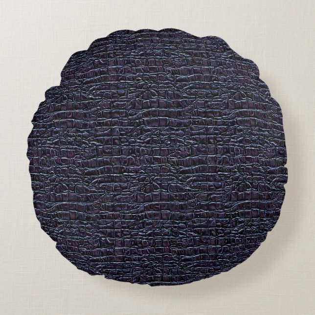 Dark Reptilian-Style Pattern Design Round Pillow (Front)