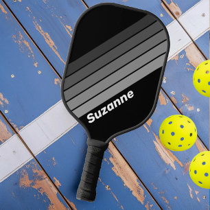 Dark Retro Gradient Rainbow with Name Pickleball Paddle